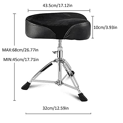 LOLUNUT Drum Throne,Drum Stool Height Adjustable Chair,Heavy Duty Motorcycle Style Seat with 5A Drum Sticks for Drummers