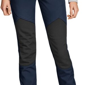 TSLA Women's Softshell Winter Snow Ski Pants, Fleece Lined Waterproof Hiking Pants, Insulated Work Outdoor Pants, 2-layer Reinforced Knee Navy, Large