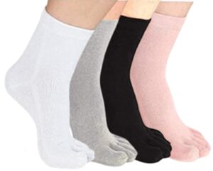 lanmiya women's toe socks cotton five finger socks for running athletic 4 pack