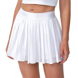 Eleloveph Women's Pleated Tennis Skirt-Flowy Athletic Design,Suitable for Golf, Skater, Running Sports White