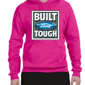 Wild Bobby Built Ford Tough Logo Cars and Trucks Unisex Graphic Hoodie Sweatshirt, Fuschia, Small