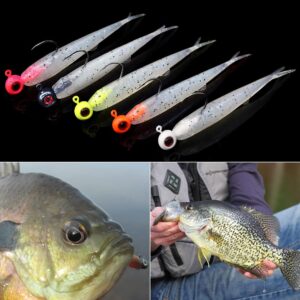 Crappie-Baits- Plastics-Jig-Heads-Kit-Minnow-Fishing-Lures-for Crappie-Panfish-Bluegill-40-Piece Kit - 30 Bodies- 20 Crappie Jig Heads