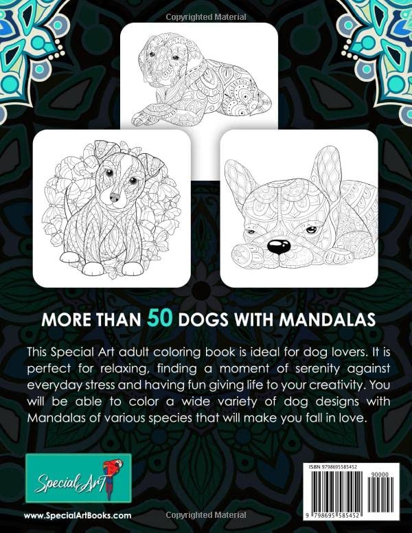 Dogs with Mandalas - Adult Coloring Book: More than 50 cute, loving and beautiful Dogs. Beautiful Coloring Pages for Adults Relaxation with Stress ... (Mandala & Zentangle Animals Coloring Books)