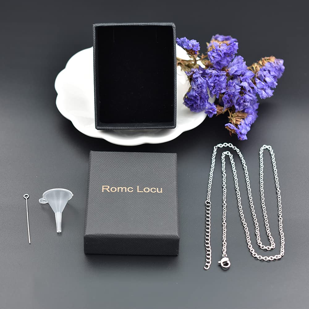 Romc Locu Sunflower Heart Ashes Urn Locket Necklace 316L Stainless Steel Daisy Flower Urn Necklace for Ashes Memorial Keepsake Jewelry for Women Friends (Silver)