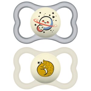 MAM Supreme Night Baby Pacifier, for Sensitive Skin, Patented Nipple, 2 Pack, 16+ Months, Unisex,2 Count (Pack of 1)