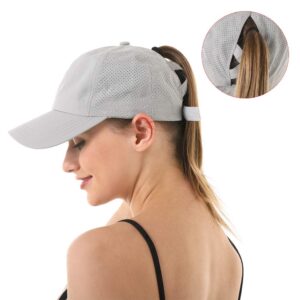 Bonvince Womens Criss Cross Ponytail Hat Quick Drying Baseball Cap Sun Hats UV Protection Sport Cap Grey