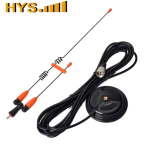 HYS Amateur Antennas Dual-Band VHF 144/UHF 430MHz Magnetic Base Mobile Antenna W/13 ft RG58 Coax Cable UHF-male/PL259 for Motorola Kenwood Midland SO239 Mobile Radios (Orange&Black)