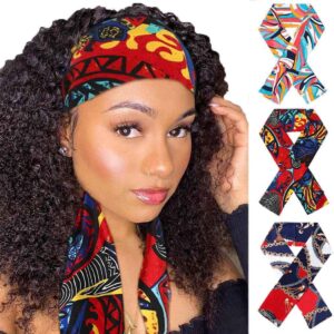 Woeoe African Lace Head Edge Wrap Colorful Pattern Satin Edge Laying Scarves Soft Long Silk Wig Scarf for Women and Girls(Pack of 3)…