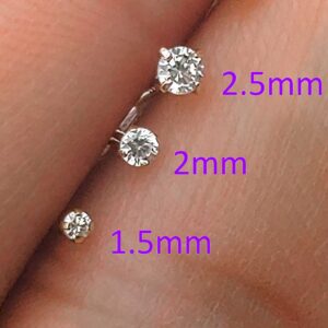 Solid 14Kt Gold Moissanite Stud Nose Ring - 22G Nose Screw Stud - Twisted Nose Ring - April Birthstone Nose Stud-NSWG-MNT2