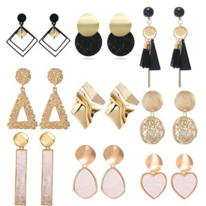 seaberila 9 pairs statement drop dangle earrings gold stud earrings for women acrylic earrings