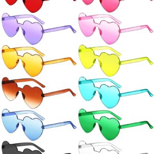 Photect 12 Pair Heart Sunglasses Colorful Heart Glasses Heart Sunglasses Party Favor(Basic Colors)