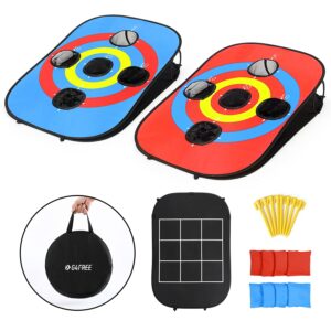 g4free portable collapsible 5 holes cornhole game set with 8 bean bags carrying case toss game size 3ft x 2ft for camping travel