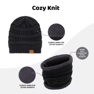 Winter Hat Fleece Lined Neck Warmer Scarf and Gloves Set for Women Knit Beanie Winter Gloves and Scarves Cold Weather