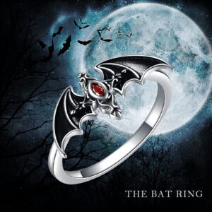 SHEAISRS Bat Ring Sterling Silver Goth rings Jewelry Cute Animal Ring Gift for Women Girlfriend 7 (7)