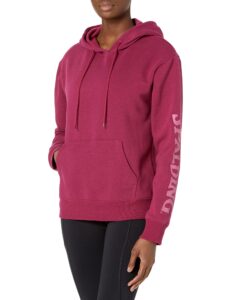 spalding women's french terry hoodie with logo, red plum, large