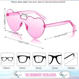 Photect 12 Pair Heart Sunglasses Colorful Heart Glasses Heart Sunglasses Party Favor(Basic Colors)