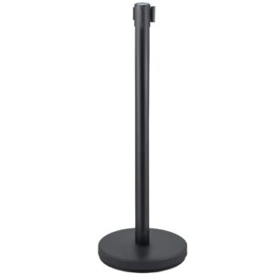 VEVOR Crowd Control Stanchion Set, Stanchion Set with 6.6 ft/2 m Black Retractable Belt, Black Crowd Control Barrier w/Concrete and Metal Base - Easy Connect Assembly (8)