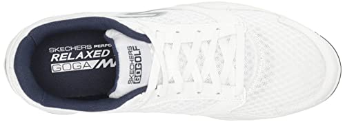 Skechers Men's Torque Sport Fairway Relaxed Fit Spiked Golf Shoe, White/Navy, 9.5