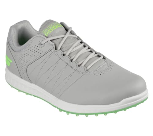 Skechers Men's Pivot Spikeless Golf Shoe, Gray/Lime, 10.5