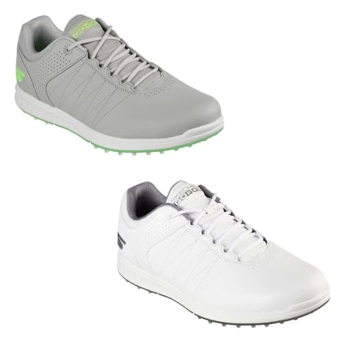 Skechers Men's Pivot Spikeless Golf Shoe, White/Gray, 13