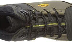 KEEN Men's Steens Mid Height Leather Waterproof Hiking Boots, Black Olive Yellow, 8.5