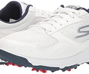 Skechers Men's Torque Sport Fairway Relaxed Fit Spiked Golf Shoe, White/Navy, 9.5