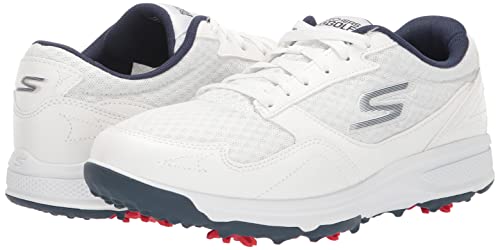 Skechers Men's Torque Sport Fairway Relaxed Fit Spiked Golf Shoe, White/Navy, 9.5