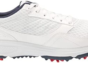 Skechers Men's Torque Sport Fairway Relaxed Fit Spiked Golf Shoe, White/Navy, 9.5