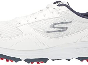 Skechers Men's Torque Sport Fairway Relaxed Fit Spiked Golf Shoe, White/Navy, 9.5