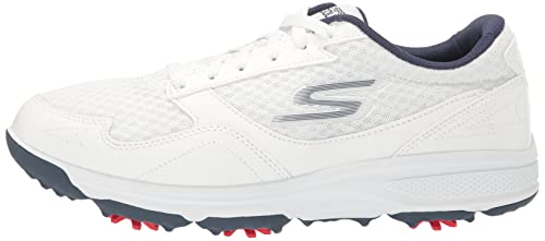 Skechers Men's Torque Sport Fairway Relaxed Fit Spiked Golf Shoe, White/Navy, 9.5