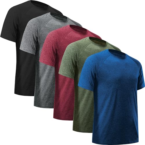 BVNSOZ Men's Workout Shirts Moisture Wicking Athletic Shirts for Men Quick Dry Active Men's Gym T Shirts