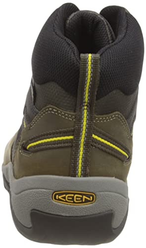 KEEN Men's Steens Mid Height Leather Waterproof Hiking Boots, Black Olive Yellow, 8.5