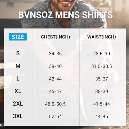 BVNSOZ Men's Workout Shirts Moisture Wicking Athletic Shirts for Men Quick Dry Active Men's Gym T Shirts