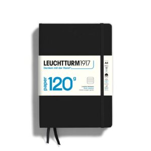 leuchtturm1917 - 120g special edition - medium a5 ruled hardcover notebook (black) - 203 numbered pages with 120gsm paper