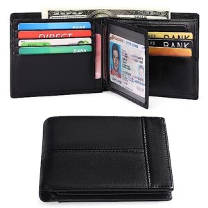 GOIACII Wallets for Men Genuine Leather RFID Blocking Bifold Wallet With ID Window and 16 Credit Card Pockets