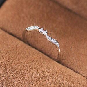 Thin Micro Pave CZ Band Ring 925 Sterling Silver Tiny Diamonds Wedding Engagement Promise Stackable Eternity Willow Leaf Binary Star Diamond Ring (10)