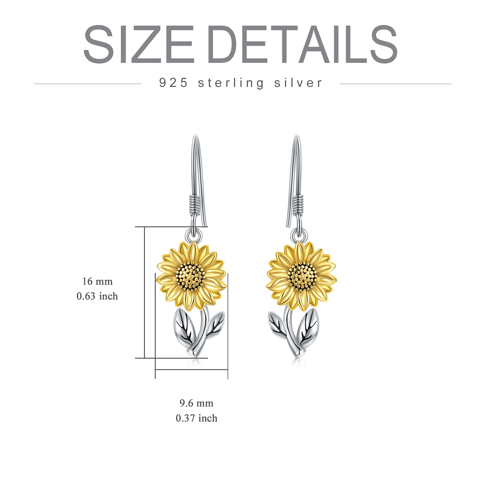 Sunflower Earrings for Women 925 Sterling Silver Sunflower Dangle Earring Sunflower Jewelry Gifts for Women Mother