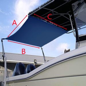 TeBaisea Boat T-Top Sun Shade Kit Boat Canopy, Boat Cover with Stainless Steel Telescopic Rod Foldable,UV-Proof 1200D High-Tech Polyester Fiber, Anti-Ultraviolet Dark Blue（126"×114"×102"）