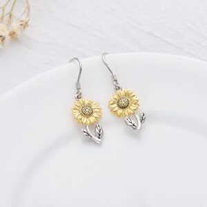 Sunflower Earrings for Women 925 Sterling Silver Sunflower Dangle Earring Sunflower Jewelry Gifts for Women Mother