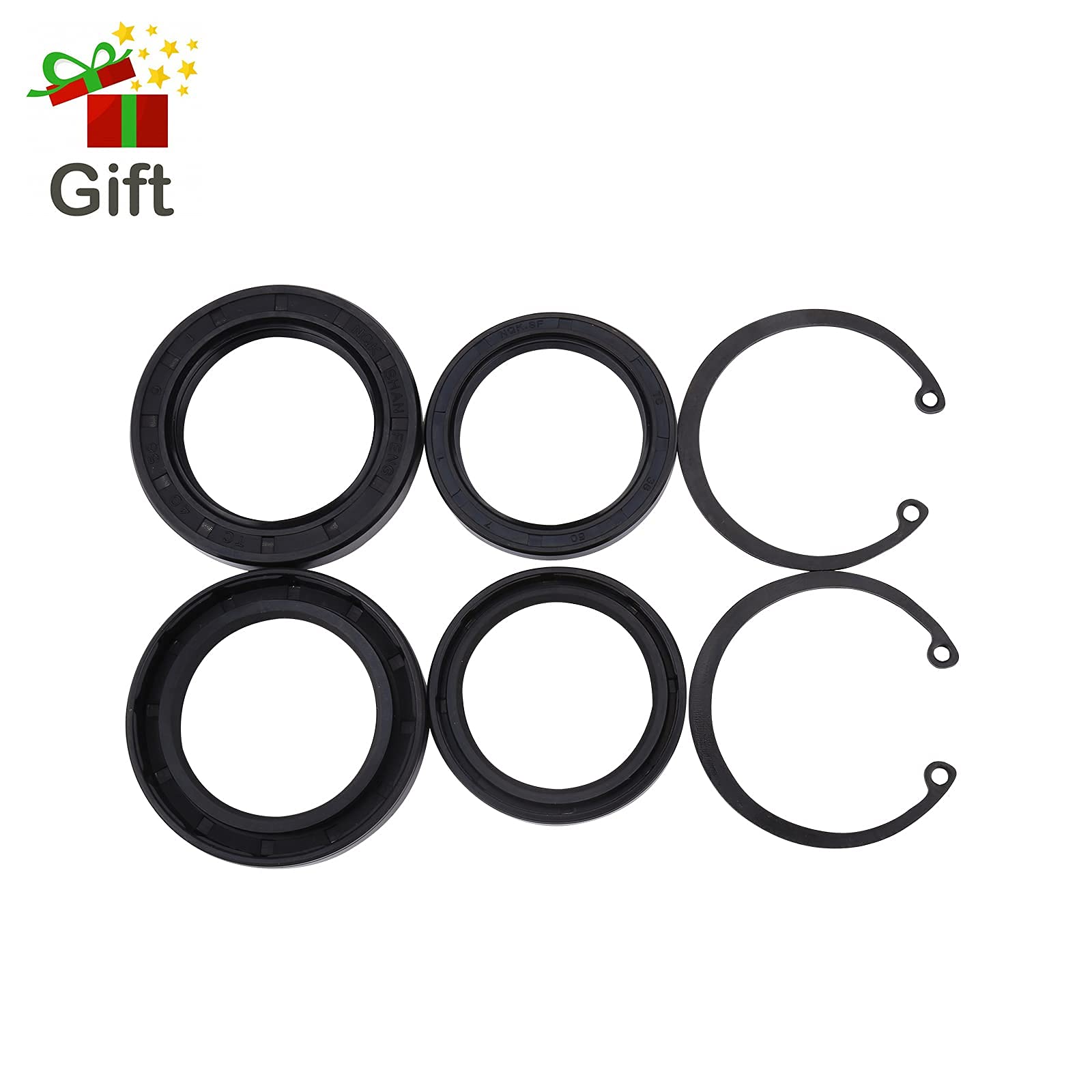 Wheel Bearing Fits for Honda FourTrax 300 4x4 1988-2000,Replaces # 91051-HC5-003 91051-HC5-004 2Pcs,Dust Seal (40X58X7) 2Pcs Oil Seal (38X50X7) 2Pcs,Circlip (50MM) 2Pcs.