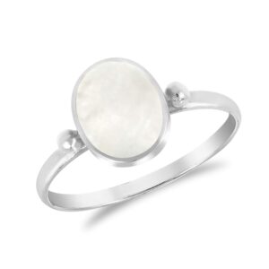 AeraVida Simply Stunning Oval Shaped White Mother of Pearl .925 Sterling Silver Ring | Classic Wedding Rings For Women | Casual Comfort Fit Silver Rings for Women | Gift for Women (10)