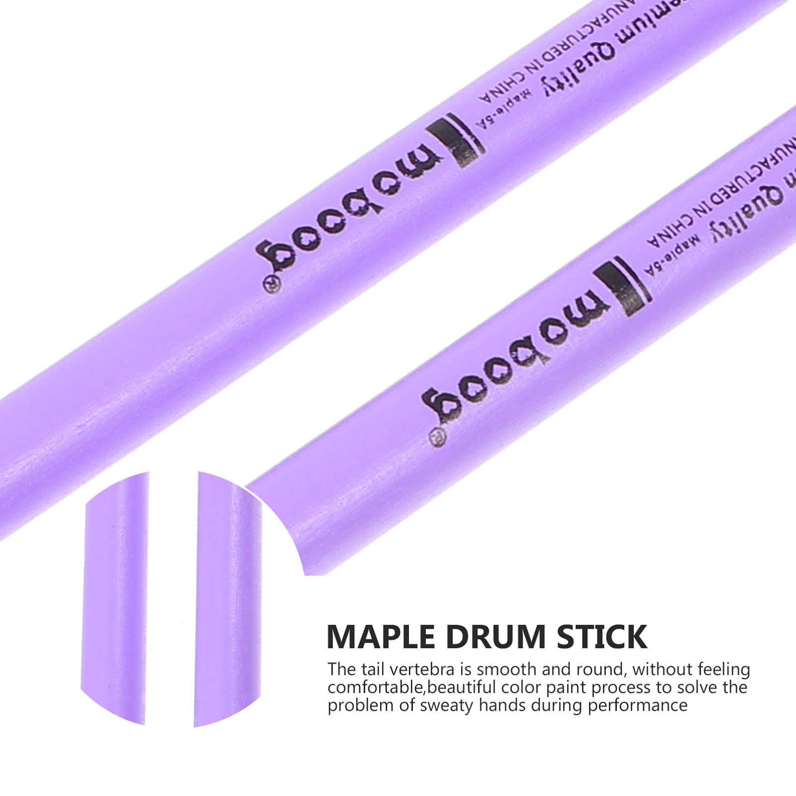 MILISTEN 2 Pairs Purple Maple Percussion Drum Sticks Maple Wood Drumsticks Non Slip Drum Sticks Wood Tip Maplewood Drumstick for Kids Students and Adults