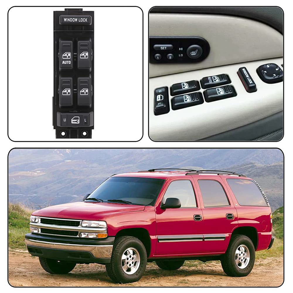 Obaee Car Power Window Switch Control Open Button Compatible with 2000 2001 2002 Chevy Tahoe Suburban Silverado Avalanche GMC Yukon Sierra 1500 2500 3500 Cadillac Escalade Replaces 19259961 ‎15062650