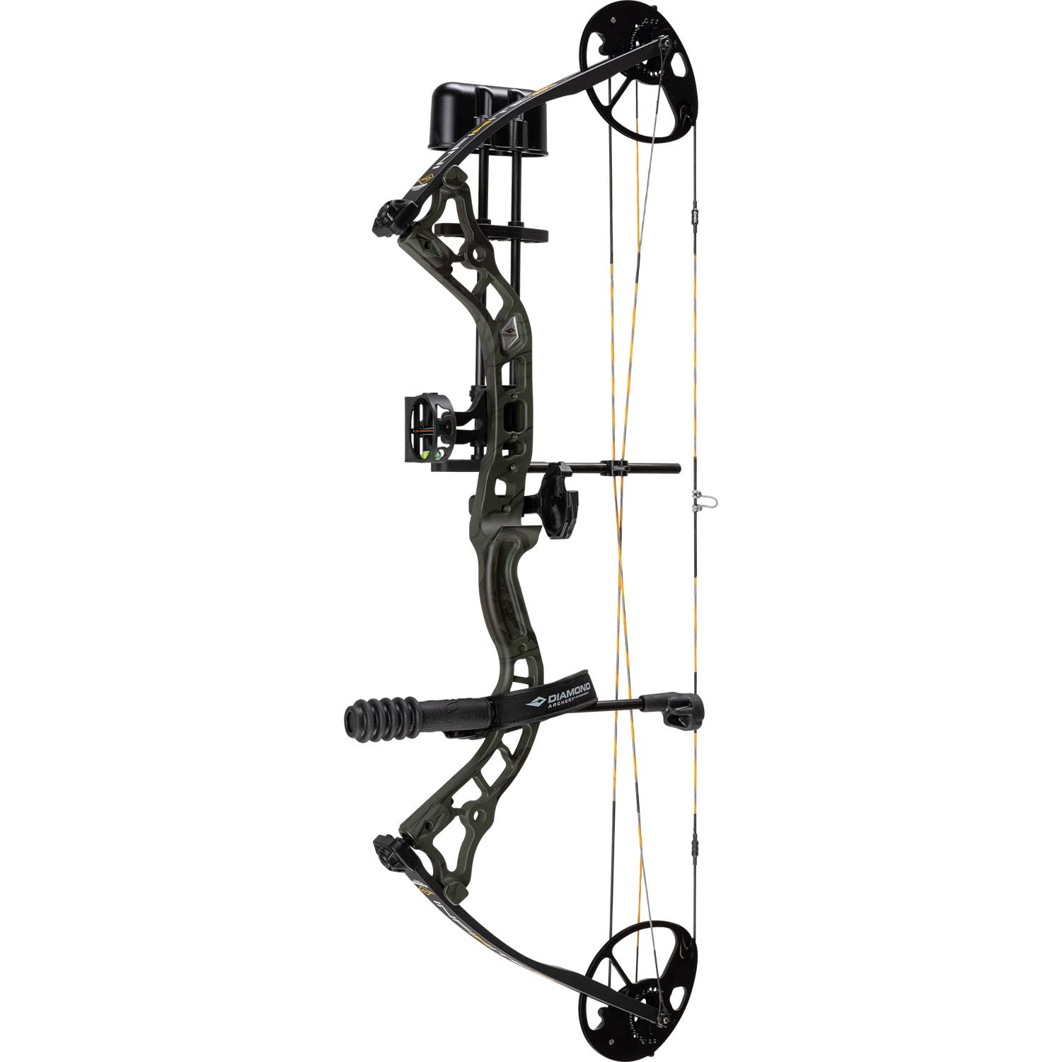 DIAMOND ARCHERY Infinite 305 Adjustable Fully Accessorized Hunting Compound Bow - 7-70 LBS Draw Weight, 19"-31" Draw Length, 305 FPS, Right Hand, Green Country Root