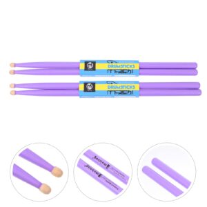 MILISTEN 2 Pairs Purple Maple Percussion Drum Sticks Maple Wood Drumsticks Non Slip Drum Sticks Wood Tip Maplewood Drumstick for Kids Students and Adults