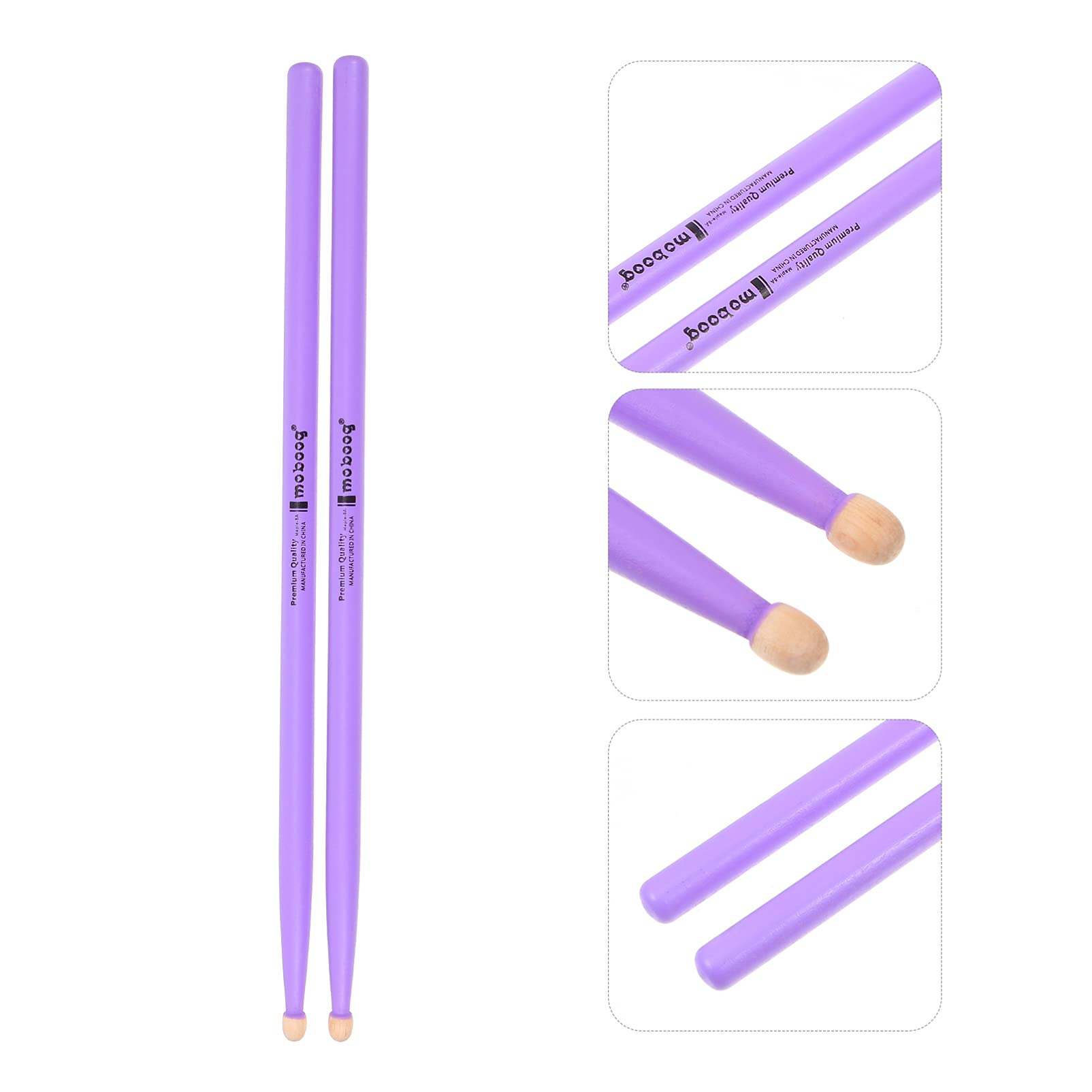 MILISTEN 2 Pairs Purple Maple Percussion Drum Sticks Maple Wood Drumsticks Non Slip Drum Sticks Wood Tip Maplewood Drumstick for Kids Students and Adults