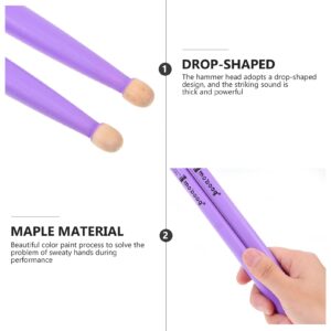 MILISTEN 2 Pairs Purple Maple Percussion Drum Sticks Maple Wood Drumsticks Non Slip Drum Sticks Wood Tip Maplewood Drumstick for Kids Students and Adults