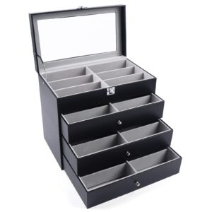 eapmic 4 layer 24slots eyeglass sunglass storage watch box eyewear accessories display glasses storage case organizer (4 layer 24 slots)