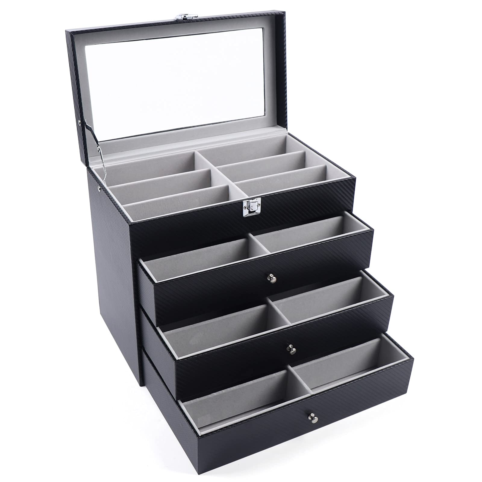 Eapmic 4 layer 24Slots Eyeglass Sunglass Storage Watch Box Eyewear Accessories Display Glasses Storage Case Organizer (4 layer 24 Slots)