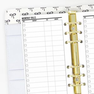 Personal Bill Tracker Planner Insert Refill, 3.74 x 6.73 inches, Pre-Punched for 6-Rings to Fit Filofax, LV MM, Kikki K and Other Binders, 30 Sheets Per Pack